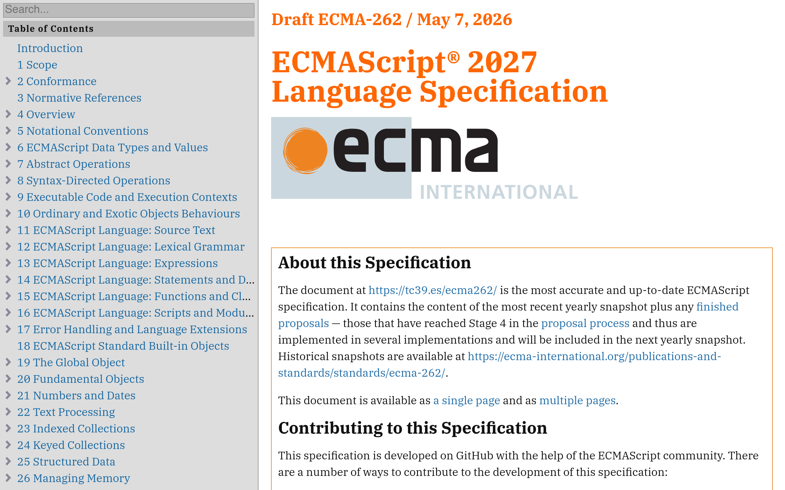 ECMA-262 标准库
